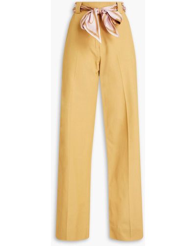 Zimmermann Dancer Belted Cotton-blend Twill Wide-leg Pants - Yellow