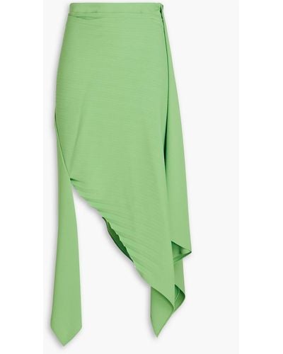 A.W.A.K.E. MODE Wrap-effect Pleated Crepe Skirt - Green