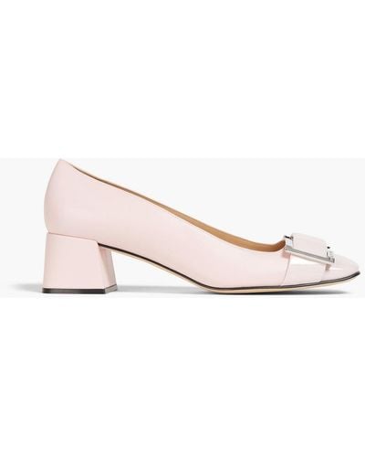 Sergio Rossi Buckled Leather Pumps - Pink