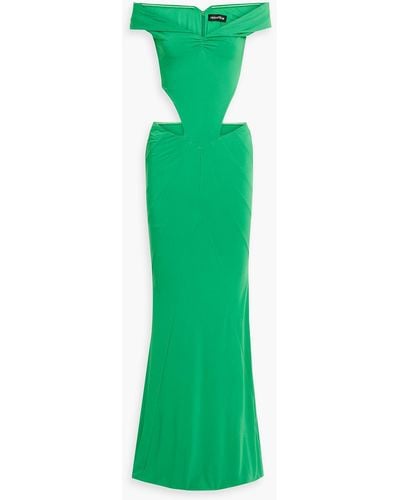 retroféte Giada Off-the-shoulder Cutout Jersey Gown - Green