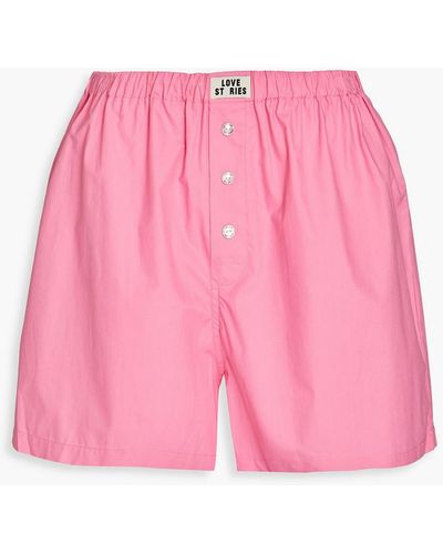 Love Stories James Button-embellished Cotton-poplin Pyjama Shorts - Pink