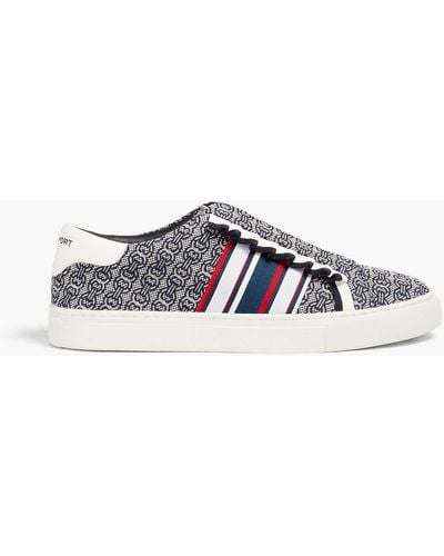 Tory Burch Cotton-jacquard And Leather Trainers - Blue