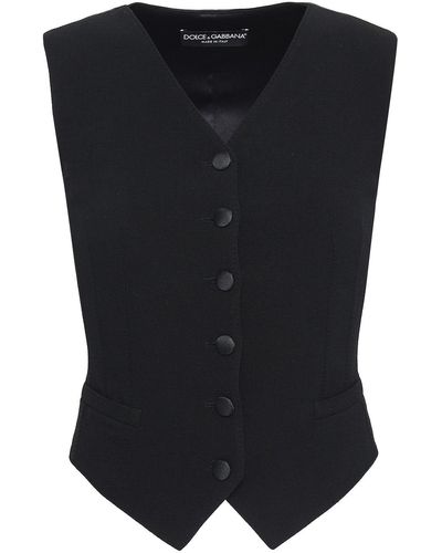 Dolce & Gabbana Panelled Wool-blend And Satin Vest - Black