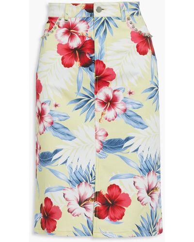 Les Rêveries Studded Floral-print Cotton Skirt - Multicolor