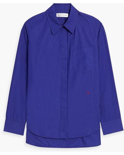 Victoria Beckham Cutout Cotton-poplin Shirt - Blue