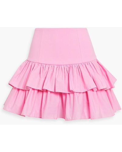 LoveShackFancy Isley Ruffled Cotton-poplin And Stretch-jersey Mini Skirt - Pink