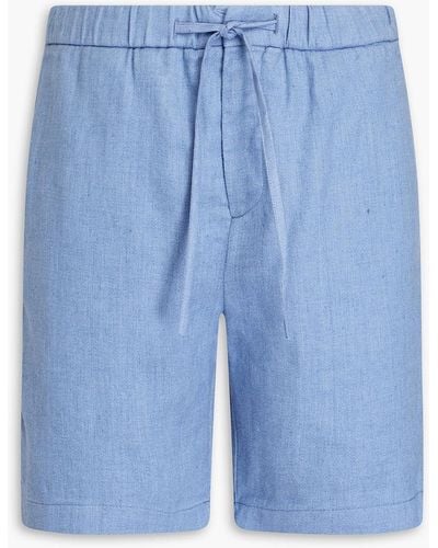 Frescobol Carioca Felipe Linen And Cotton-blend Drawstring Shorts - Blue