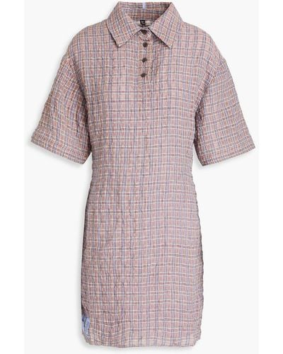 McQ Hemdkleid aus seersucker aus einer leinen-baumwollmischung in minilänge mit gingham-karo - Pink