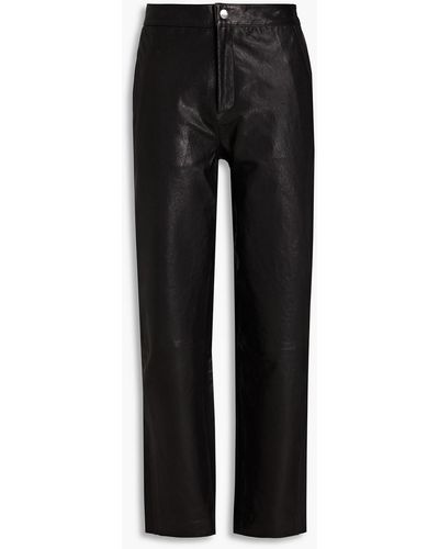 Envelope Andorra Leather Straight-leg Trousers - Black
