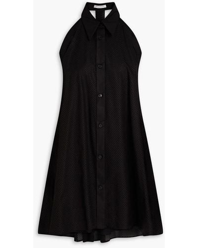 Philosophy Di Lorenzo Serafini Laser-cut Stretch-cotton Poplin Mini Shirt Dress - Black
