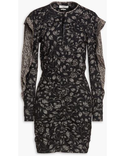 Isabel Marant Ruffled Floral-print Cotton Mini Dress - Black