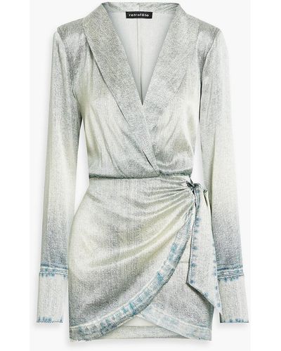 retroféte Hailey Printed Silk-blend Mini Wrap Dress - White