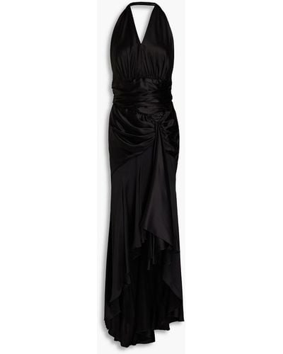 Alexandre Vauthier Open-back Gathered Silk-blend Dress - Black