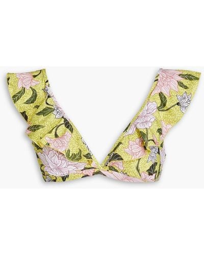 Seafolly Ruffled Floral-print Triangle Bikini Top - Metallic