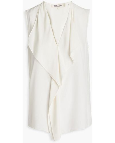 Diane von Furstenberg Draped Crepe De Chine Top - White