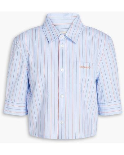 Marni Cropped Striped Cotton-poplin Shirt - Blue