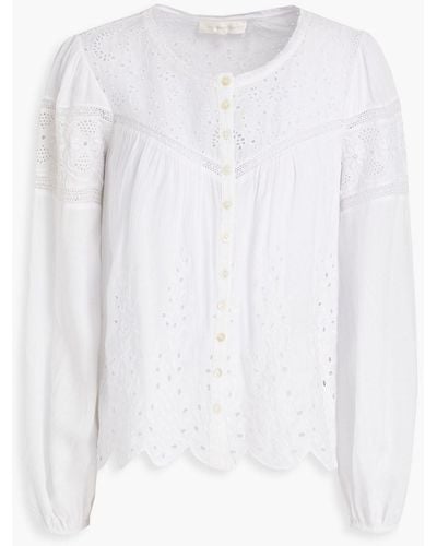 LoveShackFancy Badyn Gathered Broderie Anglaise Blouse - White