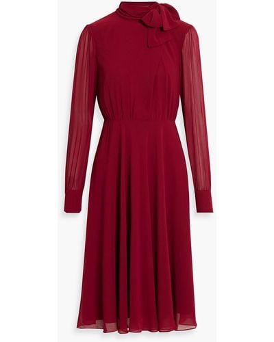 Mikael Aghal Tie-detailed Chiffon Dress - Red