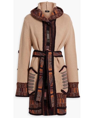 Etro Jacquard-knit Wool-blend Hooded Cardigan - Brown