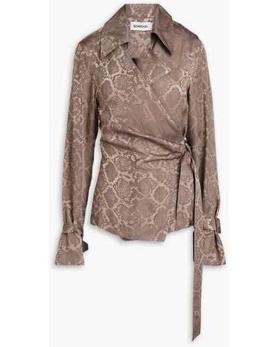 Jonathan Simkhai Milo Snake-print Satin-jacquard Shirt - Multicolor