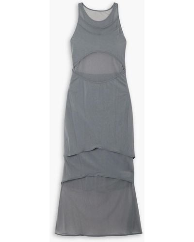 Dion Lee Shadow Overlay Layered Mesh Midi Dress - Grey