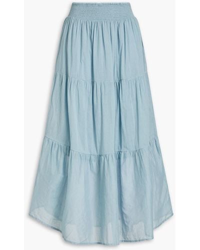 Tigerlily Tia Tiered Cotton-gauze Midi Skirt - Blue