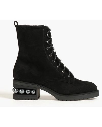 Nicholas Kirkwood Casati Suede Combat Boots - Black