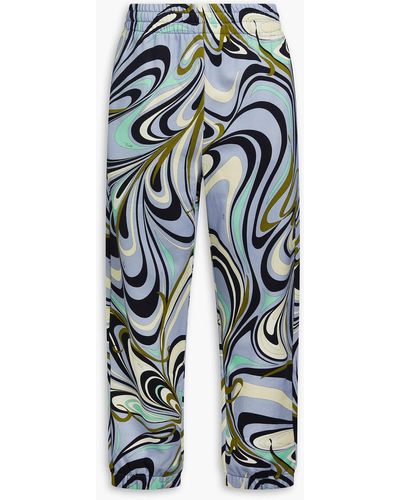 Emilio Pucci Printed French Cotton-terry Track Pants - Blue