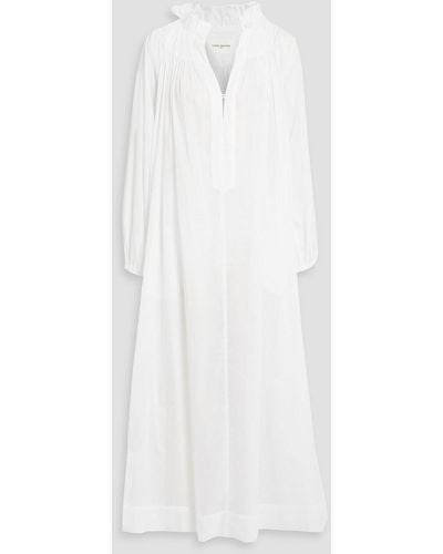Three Graces London Pippa Shirred Cotton-voile Maxi Dress - White