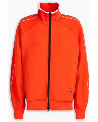 adidas By Stella McCartney Appliquéd Jersey Zip-up Sweatshirt - Orange