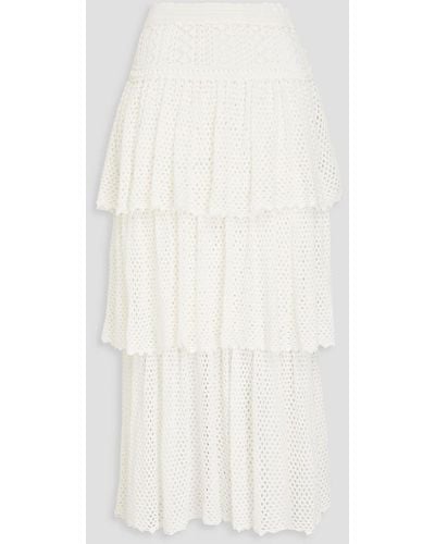 Zimmermann Tiered Crocheted Cotton Midi Skirt - Natural
