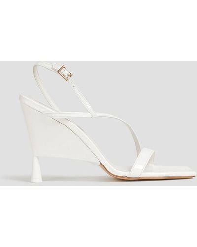 GIA RHW Glossed-leather Wedge Sandals - White