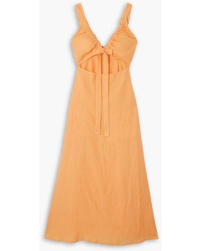 Bondi Born Tobago Cutout Linen Maxi Dress - Orange