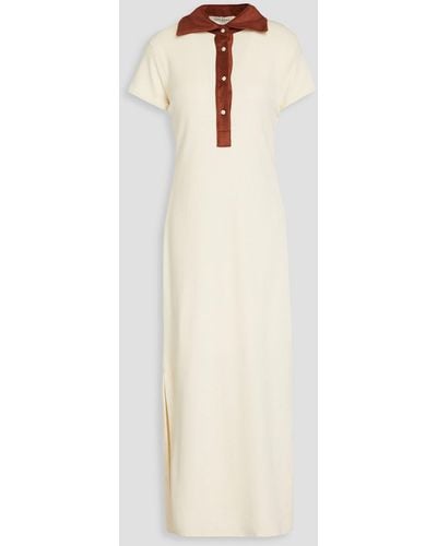 Giuliva Heritage Daphne Cotton-piqué And Terrry Midi Shirt Dress - White