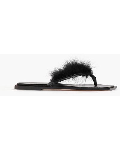 Rejina Pyo Rochelle Feather-embellished Leather Sandals - Black