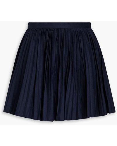 RED Valentino Pleated Brushed Wool-blend Felt Shorts - Blue