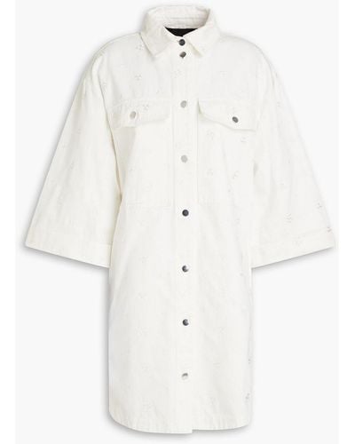 Stella Nova Bella Embroidered Cotton Mini Shirt Dress - White