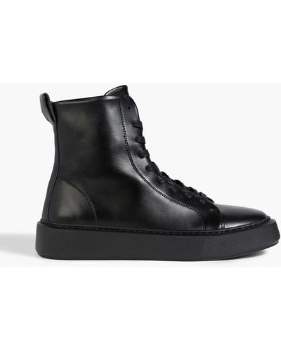 Iris & Ink Fallon Leather High-top Trainers - Black