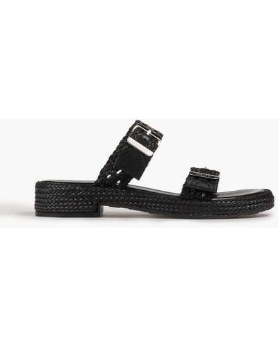 Casadei Versilia Woven Faux Leather Sandals - Black