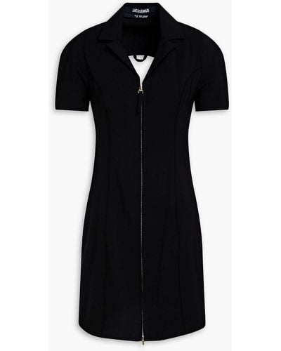 Jacquemus La Robe Tangelo Open-back Stretch-wool Mini Dress - Black