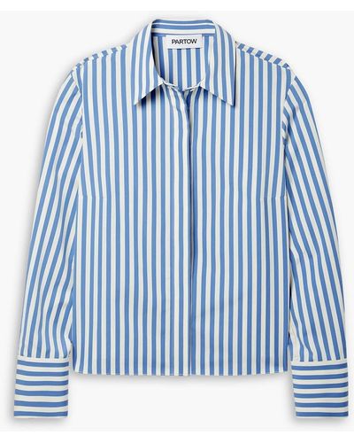 Partow Brooks Striped Cotton-poplin Shirt - Blue