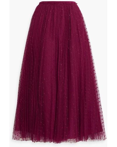 RED Valentino Pleated Tulle And Point D'esprit Midi Skirt - Pink