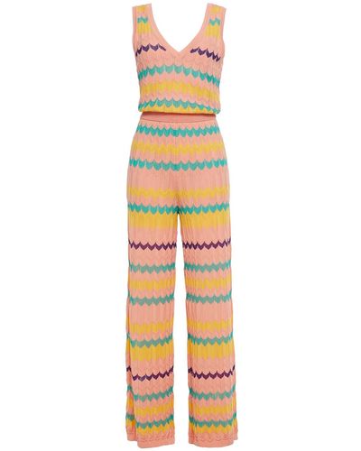 M Missoni Crochet-knit Wool And Cotton-blend Wide-leg Jumpsuit - Multicolour