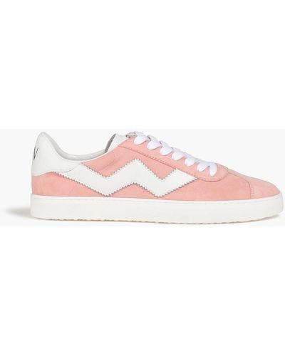Stuart Weitzman Daryl Leather-trimmed Suede Sneakers - Pink