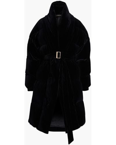 Alexandre Vauthier Belted Quilted Cotton-velvet Down Coat - Black