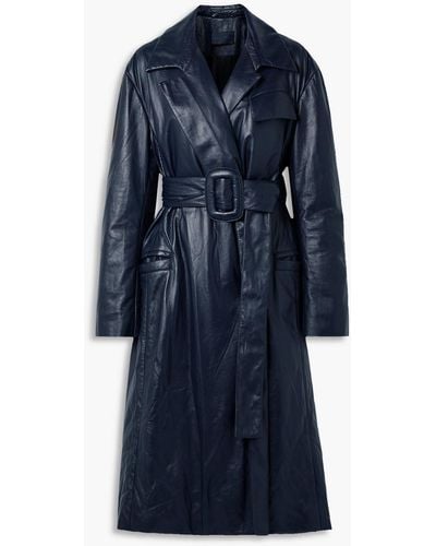 Proenza Schouler Belted Leather Trench Coat - Blue