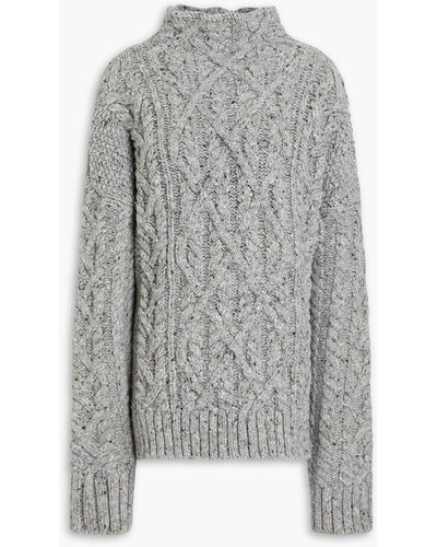 Jil Sander Cable-knit Wool Turtleneck Jumper - Grey