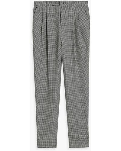 RED Valentino Pleated Houndstooth Wool-tweed Tapered Pants - Gray