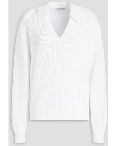 Co. Gerippter pullover aus baumwolle mit polokragen - Weiß