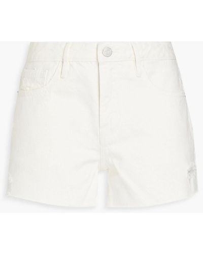 FRAME Le Grand Garcon Distressed Denim Shorts - White